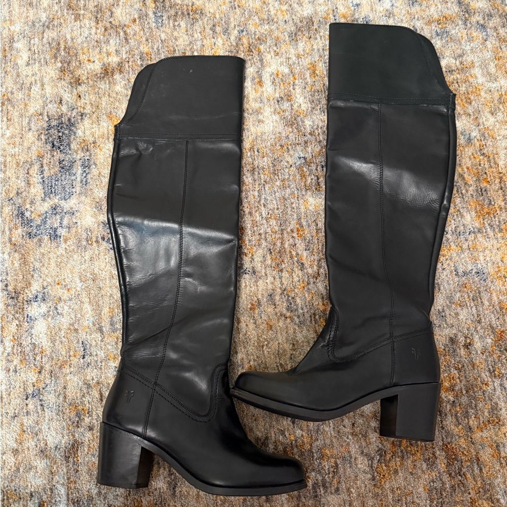 Frye Black Knee-High Leather Boots